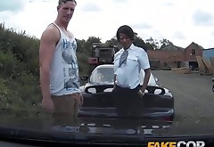 Fake Cop Boy racer gets involved in outdoor threesome
