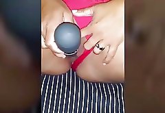 Nice evening sex with toy and cumshot on wifes big boobs