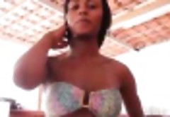 Bigbooty ebony trans showing off her body