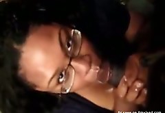 Cock hungry ebony girl gives hot blowjob to her lover