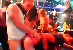 Mind blowing group sex party with horny male strippers
