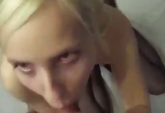 Blond cutie sucks a dick tenderly for being fed with delicious gooey cum