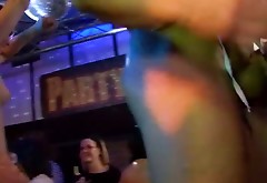 Buxom blondie takes the lead and gets analfucked right in the club