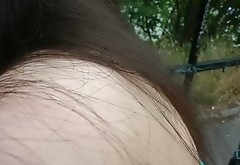 Skinny bitch is getting her pussy fondled in the public park