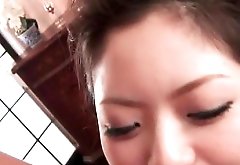 Cute asian girlfriend slow blowjob and facial