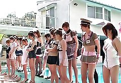 Awesome asian group sex fun with costume teens