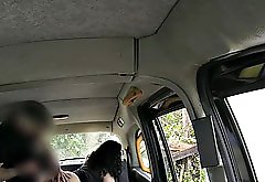 Amateur gets huge tits banged in fake taxi