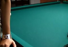 Billiards table is a perfect place to fuck picked up slut