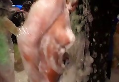Soapy chicks go nuts at the party and eat each other's wet cunts with delight