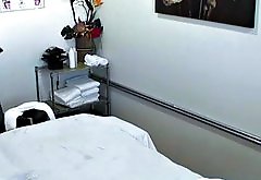 Massage asian tugging client before sliding body