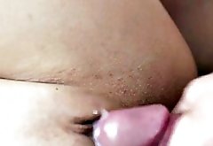 Shaved pussy blonde MILF fucking and getting creampie
