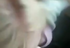 Amateur blonde with beauty spot gives good blowjob on a pov camera