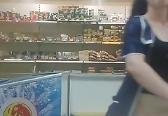 Russian mature masturbate in shop