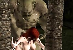 Hot 3D redhead elf babe getting fucked by an ogre