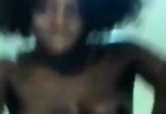 Black Girl With Puffy Hair Masturbates