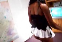black girl in satin panty