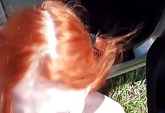 Stranded redhead russian facialized outdoor