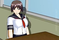 Sexy 3D anime coed gets fucked upskirt