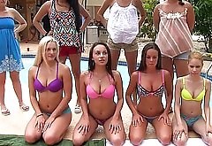 Four 18 year old all natural cuties gets punished by sisters