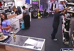 Naughty nurse pussy fucked by horny dude in the pawnshop
