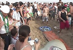 Drunk Party Girls in Sexy Bikinis at the Beach