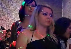Slutty party girls give head in group sex orgy