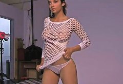 Indian Porn Star Shanaya White Fishnet Striptease