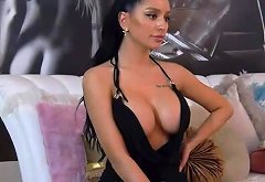 Famous Cam Model Nicole a with Huge Fake Tits Performing Live Sex Show