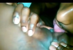 Black gangster polishes his ebony bitch's dripping wet poontang