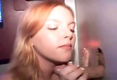 Redheaded Amateur Beauty Sucking Dick Through Glory Hole