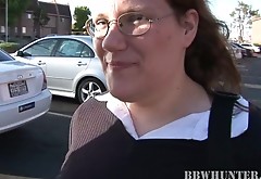 Red-haired BBW in old-fashioned glasses hooks up with Latin migrant