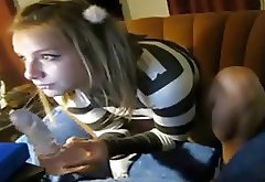 sexy chic doing cam and playing with a couple of dicks