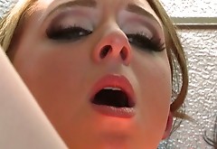 Pretty college chick wearing uniform gives deepthroat blowjob to bus driver