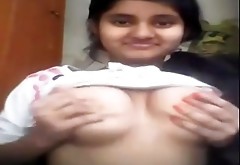 Cute girl fondles boobs on webcam