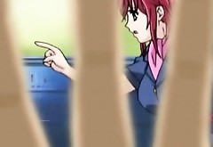 Redhead anime girl filled up with hard cock