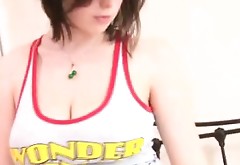Amazing brunette babe with amazing tits