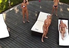 Hot teens on the pool gets a nice pounding from an old man
