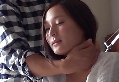 Japanese cutie gets her pussy fingered and fucked from behind