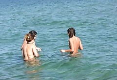 Three salty cuties show off their steamy bodies at the beach