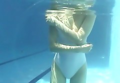 Angelic Japanese cutie Akiho Yoshizawa flashes her boobs in pool