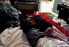 jerking off on the bed and cumming