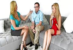 Stepmom and teen engage in hot 3way