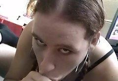 Ugly short haired black head Spook gives a solid blowjob for gooey sperm