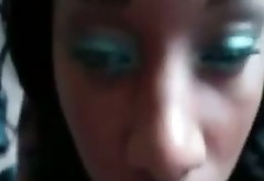 Eye catching ebony slut gets a massive facial on homemade POV video