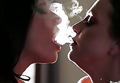Smoky lesbian sex with Romi Rain and Abigail Mac