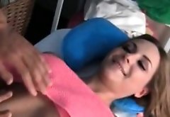 Hard squirt during a massage Titted Brunette