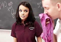 Delightful cum hungry school babe Dillion Harper moans as her tight...