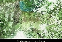 Submissive Claudie tied and fucked in the forest