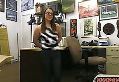 Slut in glasses convinced to get pounded in the backroom