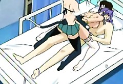 Hentai nurse taking both cock and strapon